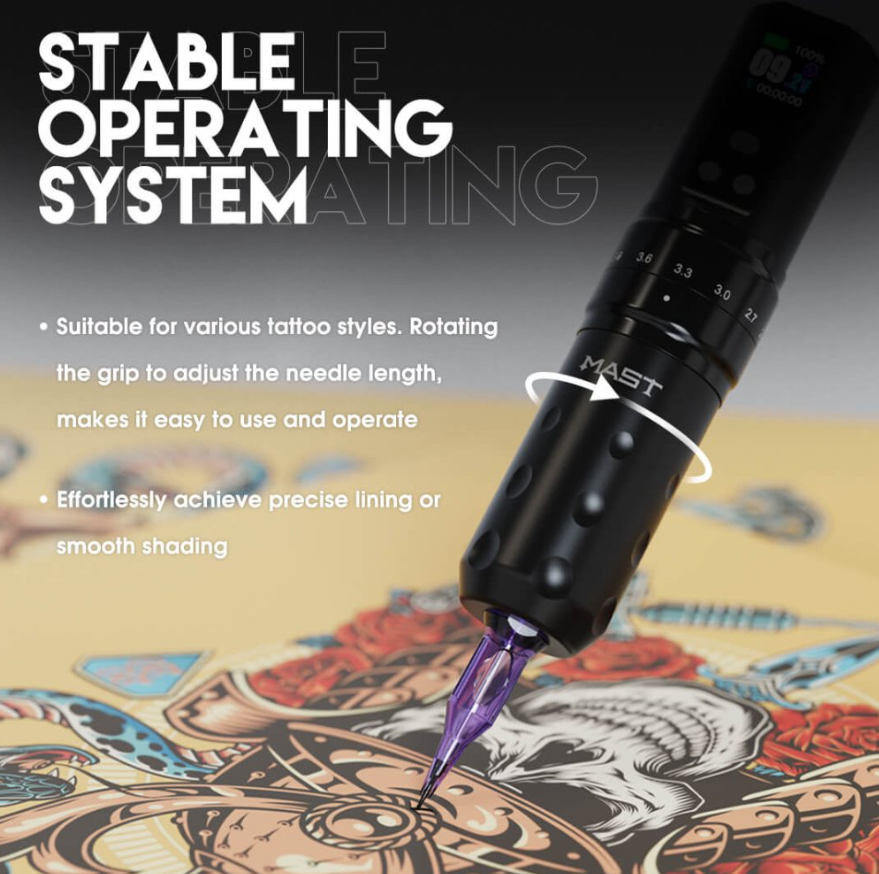 Mast Fold2 Pro Wireless Tattoo Pen (Color) Machine 2 Replaceable Batteries (WQP076 - 11/10)