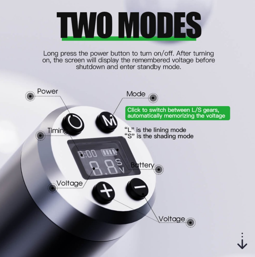 Dragonhawk Wireless Tattoo Pen Machine with 7 Stroke Lengths Fold3 (WQP070)