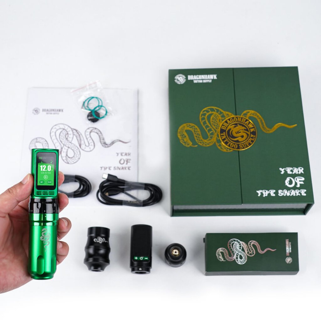 Tattoo Kit | Dragonhawk Fold Pro Year of Snake Edition Tattoo Machine Pen Wireless Professional Bundle