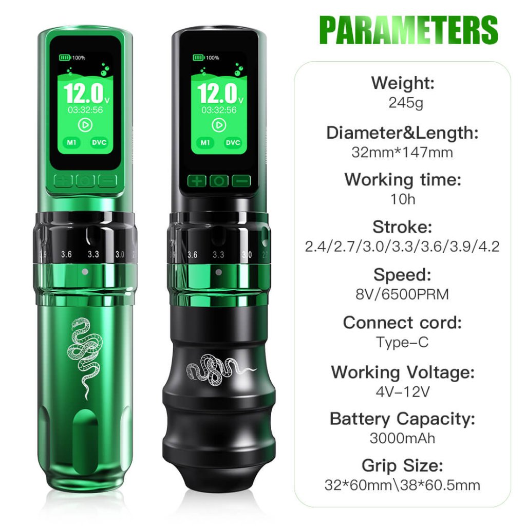 Tattoo Kit | Dragonhawk Fold Pro Year of Snake Edition Tattoo Machine Pen Wireless Professional Bundle