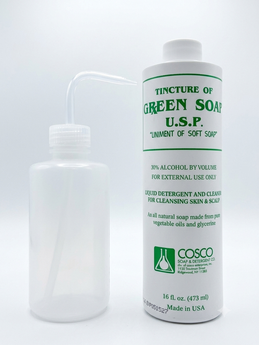 Cosco Green Soap 16oz - Professional Tattoo Cleaning Solution with Free Squeeze Bottle