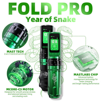 Tattoo Kit | Dragonhawk Fold Pro Year of Snake Edition Tattoo Machine Pen Wireless Professional Bundle