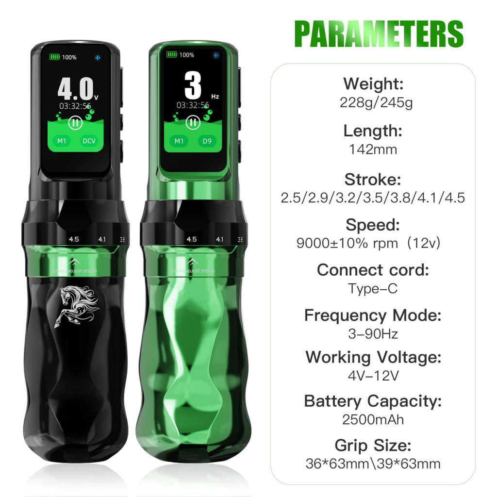 Tattoo Kit | Dragonhawk Fold Pro Year of Horse Edition Tattoo Machine Pen Wireless Professional Bundle WQP126