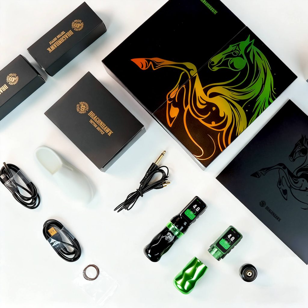 Tattoo Kit | Dragonhawk Fold Pro Year of Horse Edition Tattoo Machine Pen Wireless Professional Bundle WQP126