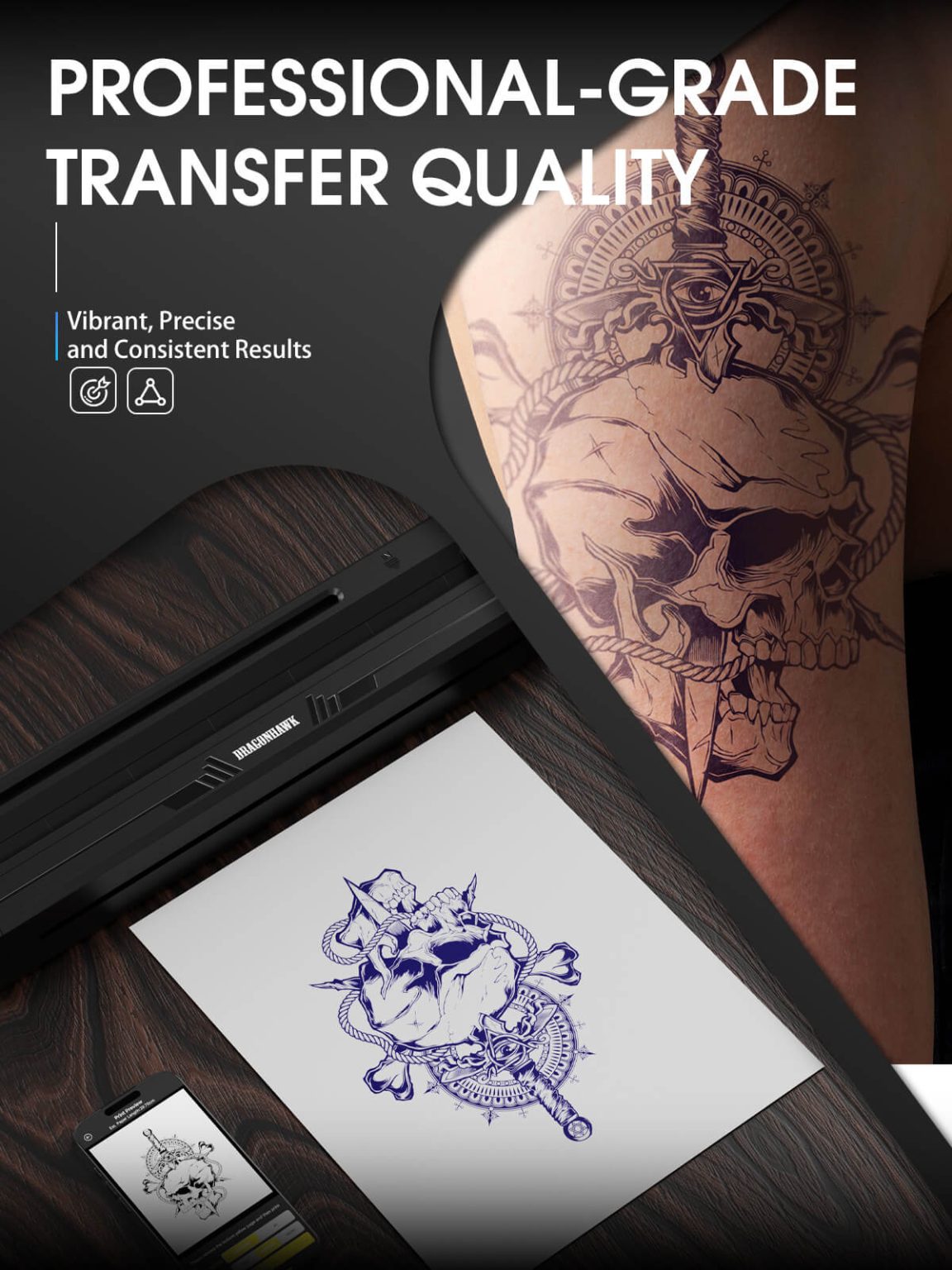 Dragonhawk A4 Wireless Tattoo Stencil Printer