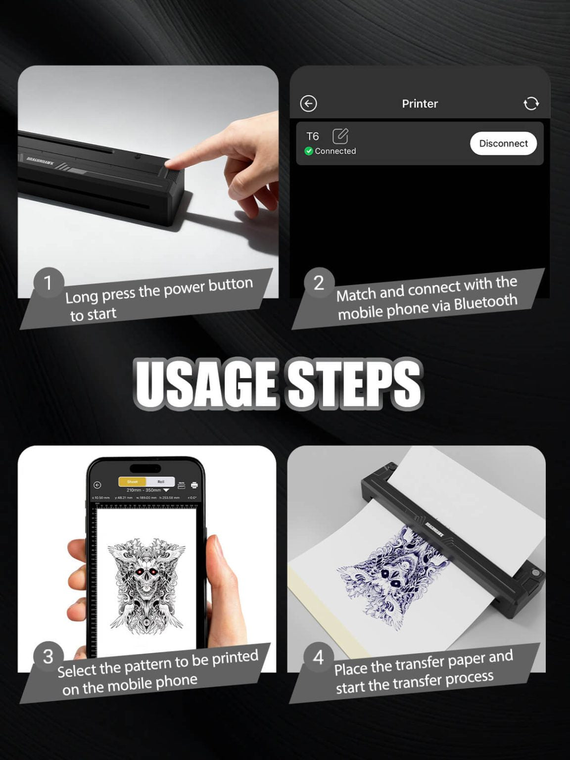 Dragonhawk A4 Wireless Tattoo Stencil Printer