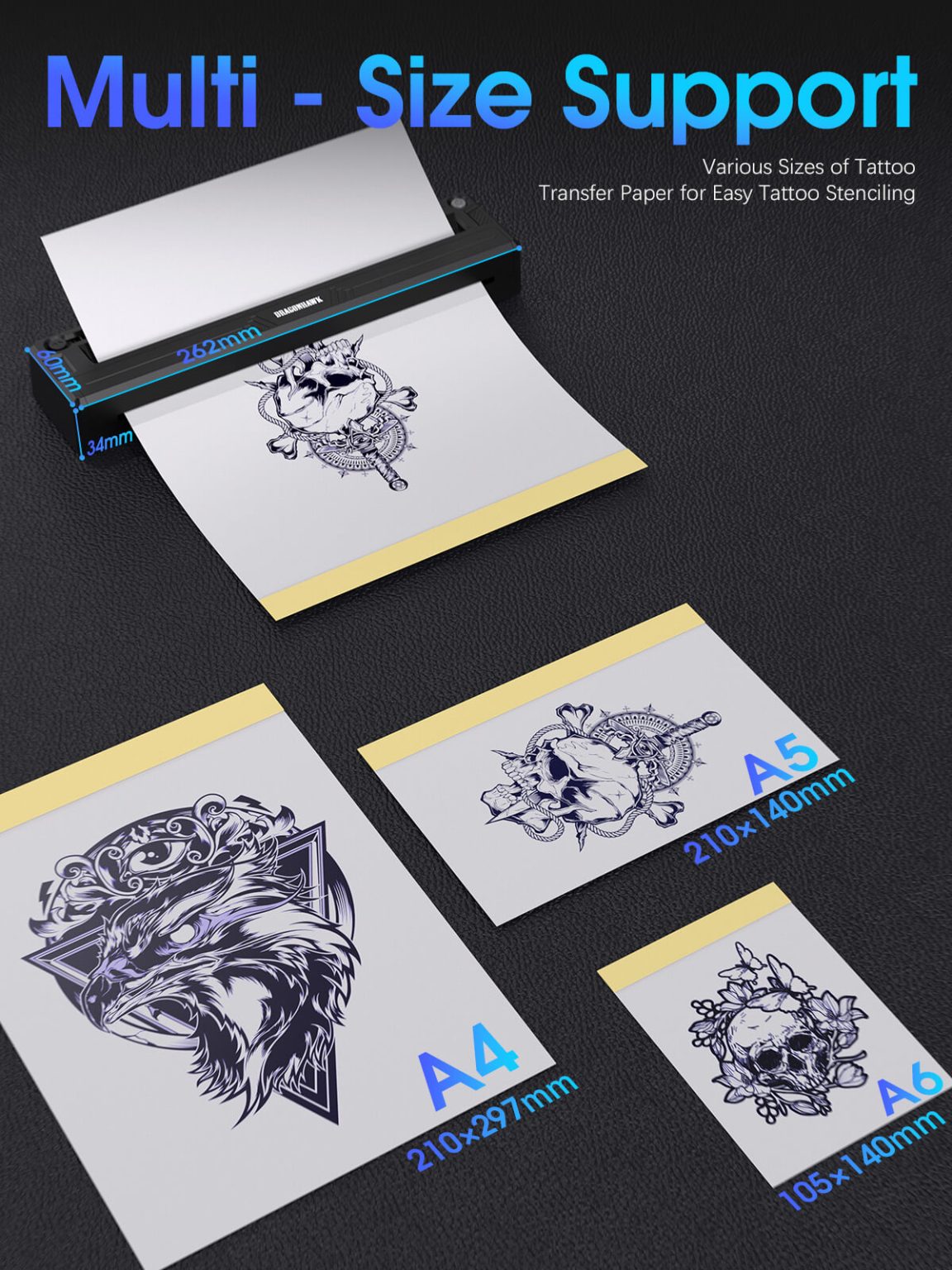 Dragonhawk A4 Wireless Tattoo Stencil Printer
